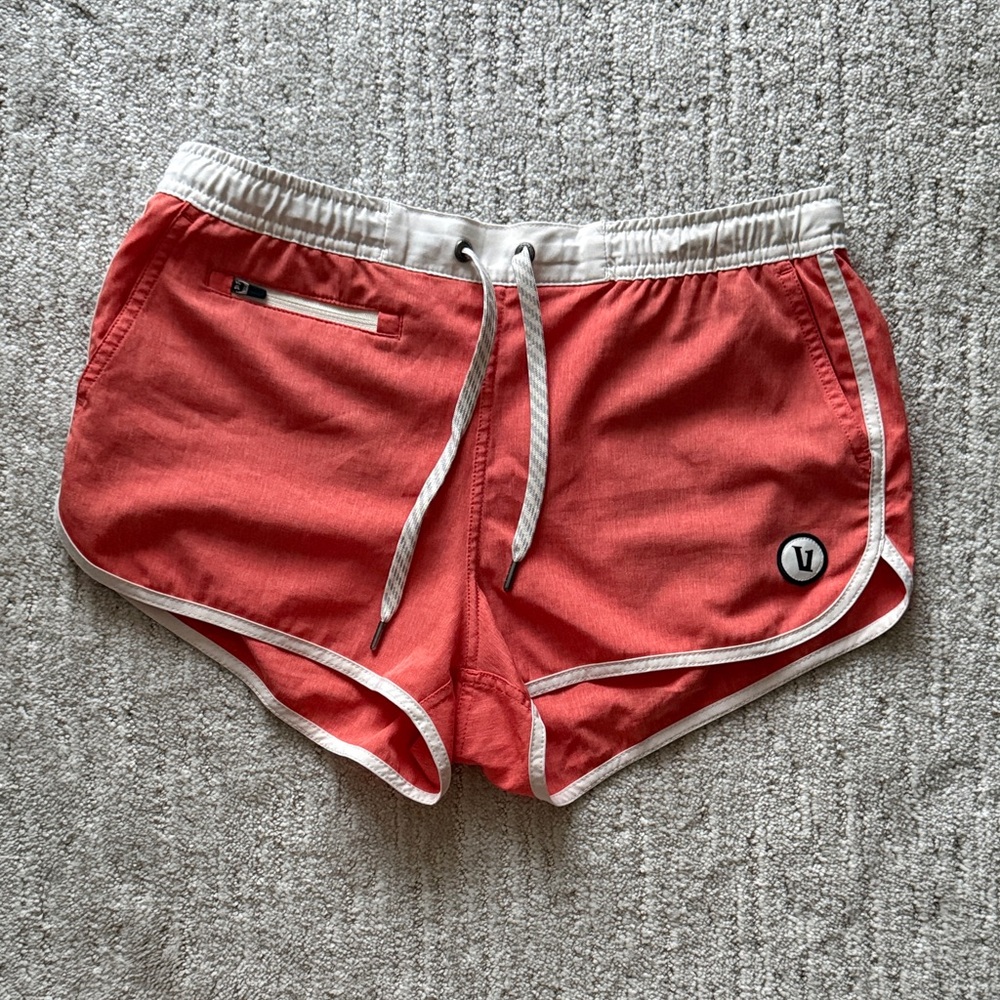 Vuori Red and White Women's Athletic Shorts